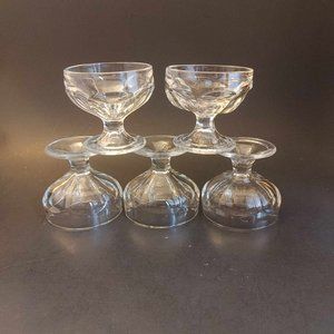 Federal Glass Footed Dessert Ice Cream Pudding Sherbet Cups Set 5 Vintage